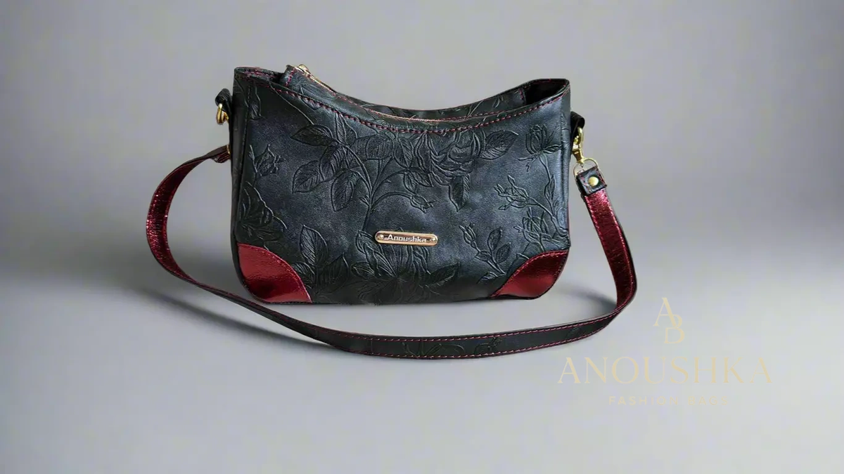 Annabelle floral black and red handbag