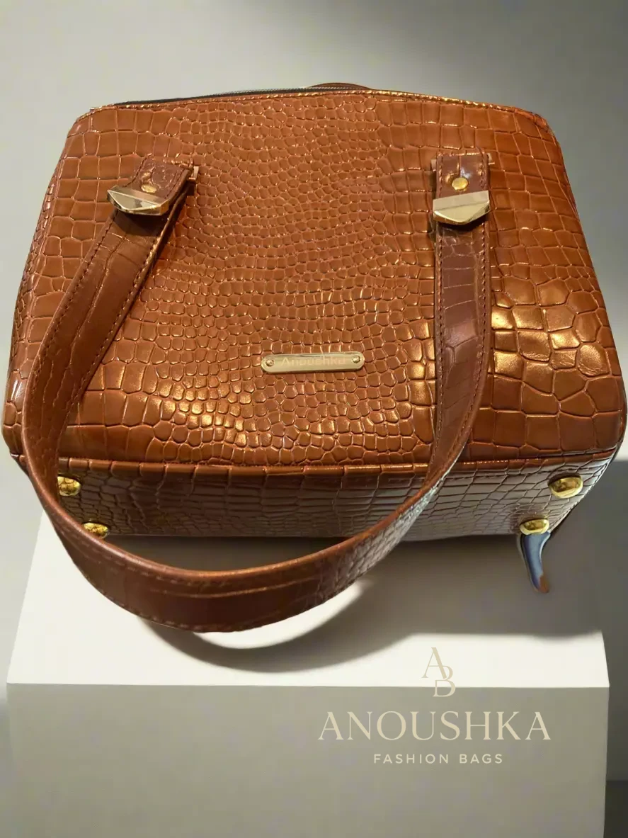 Rowena brown crocodile skin handbag