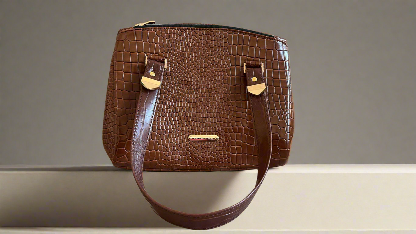 Rowena brown crocodile skin handbag
