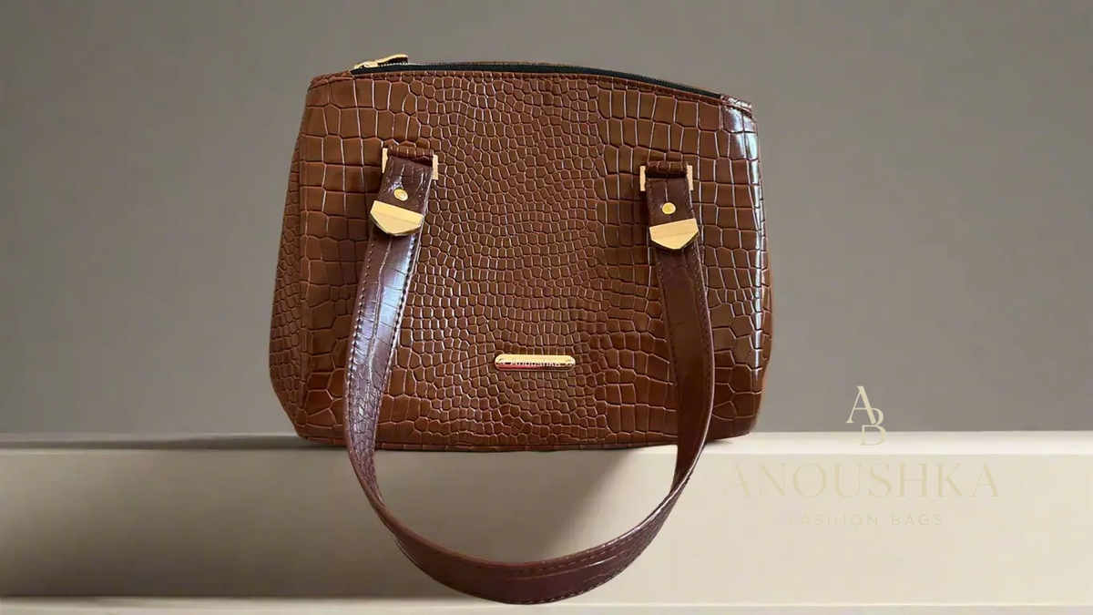Rowena brown crocodile skin handbag