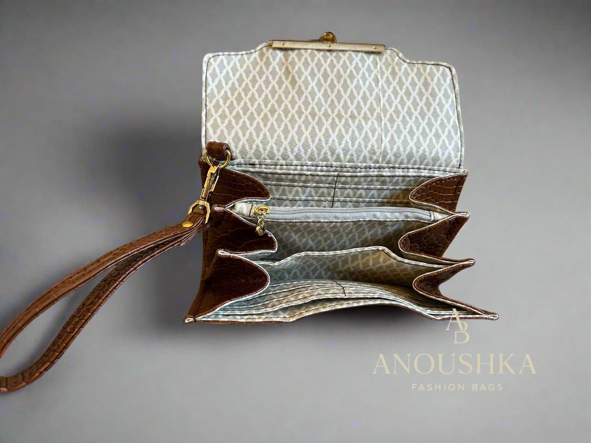 Luxury Crocodile Skin Set — Handbag, Clutch & Glasses Case