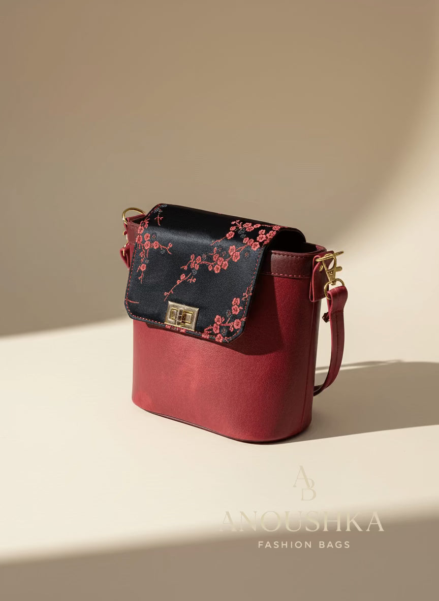 Baby Belle Bucket Bag (Chinese Maroon)