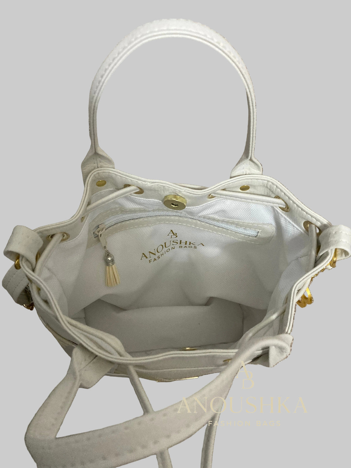MARZIA Bucket Bag (White&Gold)