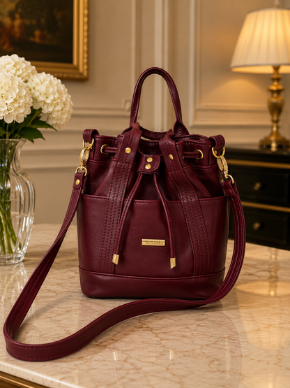 MARZIA Bucket Bag (Maroon)