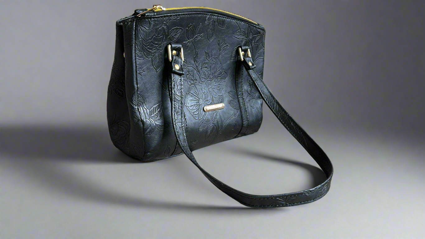 Rowena floral black handbag