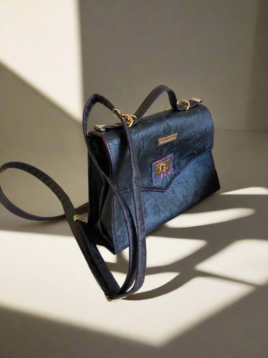 Luxury Set  Black floral Handbag & Clutch Purse