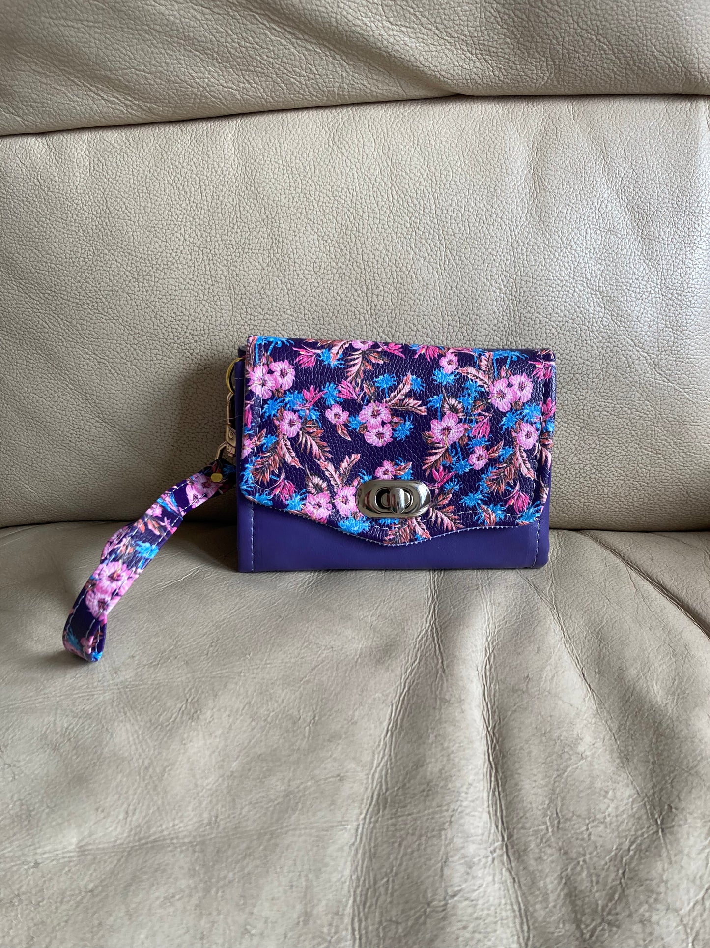 Mini Necessary Clutch Wallet purple floral
