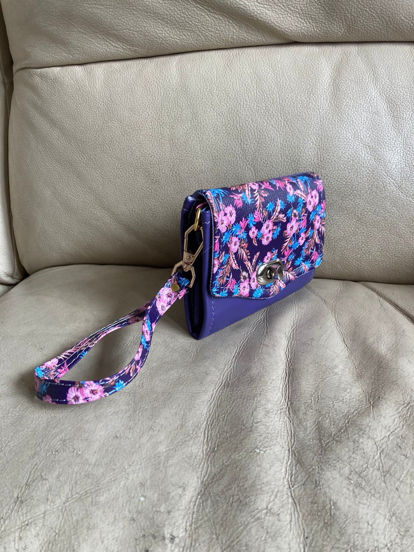 Mini Necessary Clutch Wallet purple floral