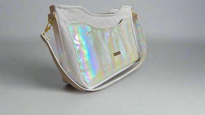 Kiana white quilted hologram accent Handbag