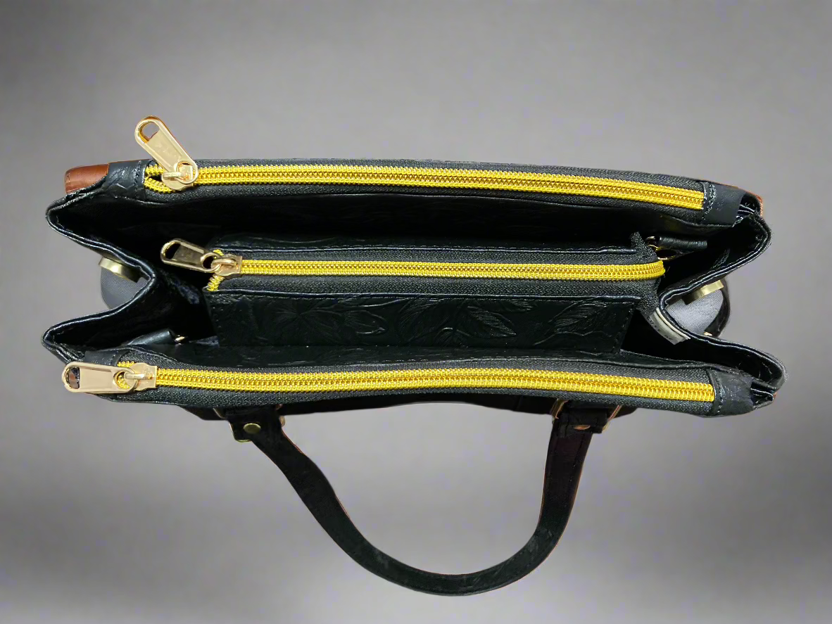 Rowena floral black handbag