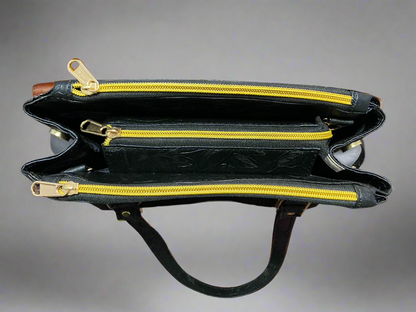 Rowena floral black handbag