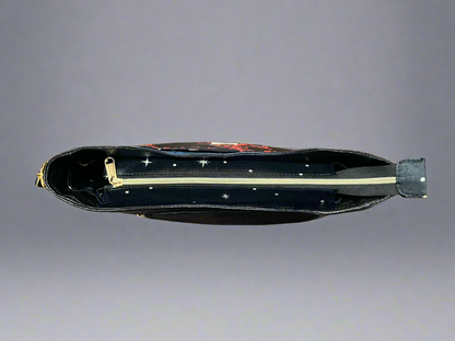 Kiana black crocodile Chinese red accent Handbag