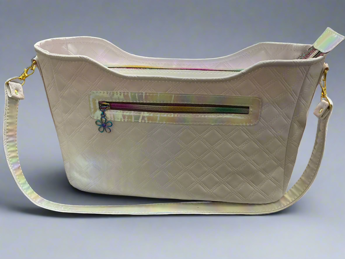 Kiana white quilted hologram accent Handbag