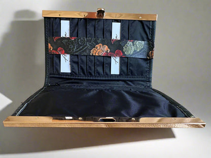 Compact Clutch Wallet (Black Floral)