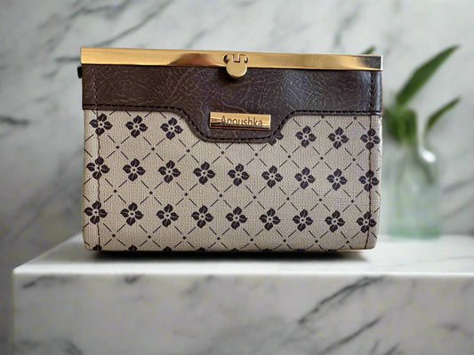 Compact Clutch Wallet (Brown flower)
