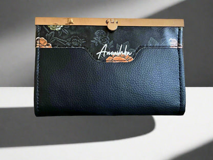 Compact Clutch Wallet (Black Floral)