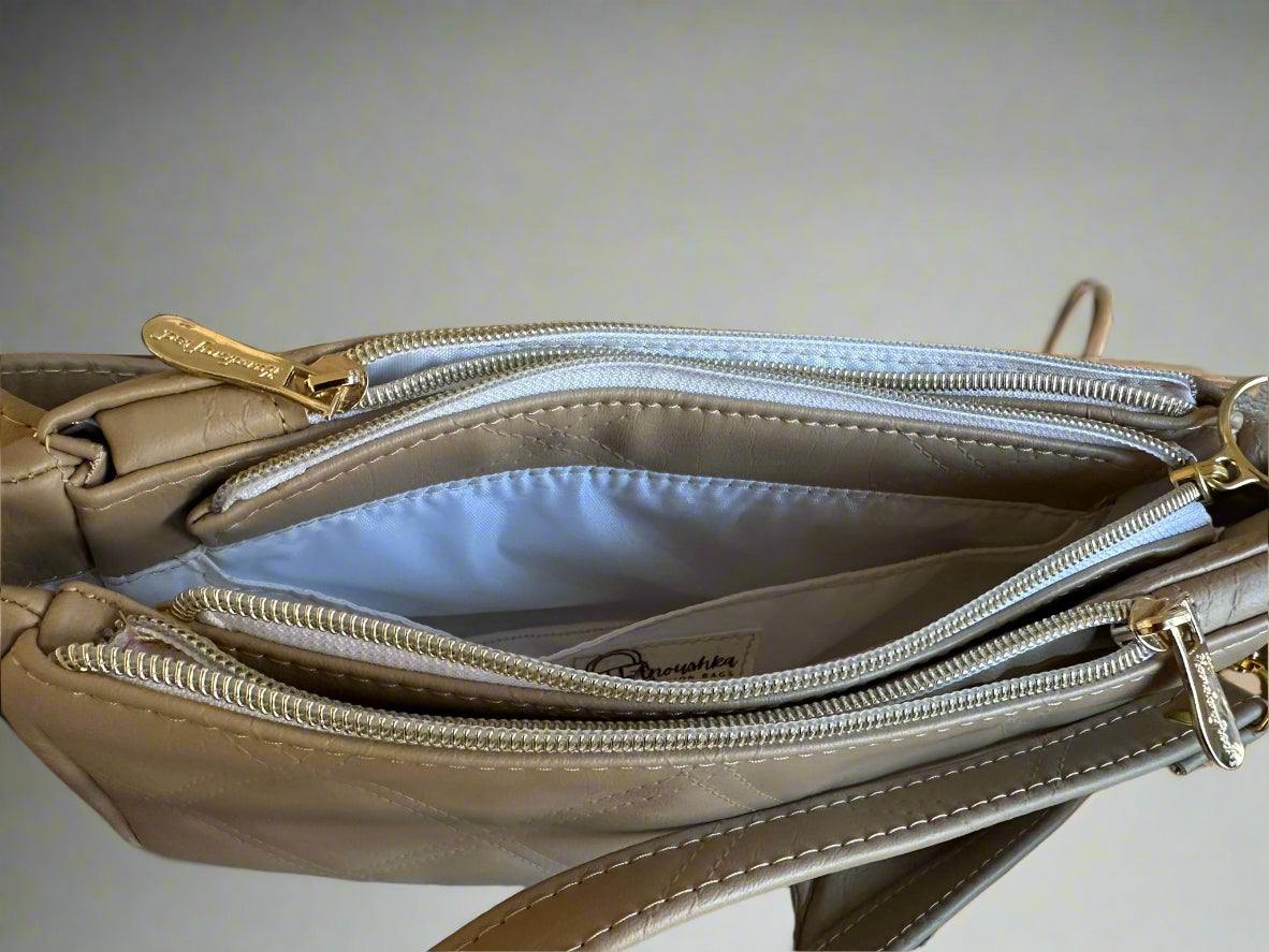 Aries Crossbody Bag (Beige & gold)