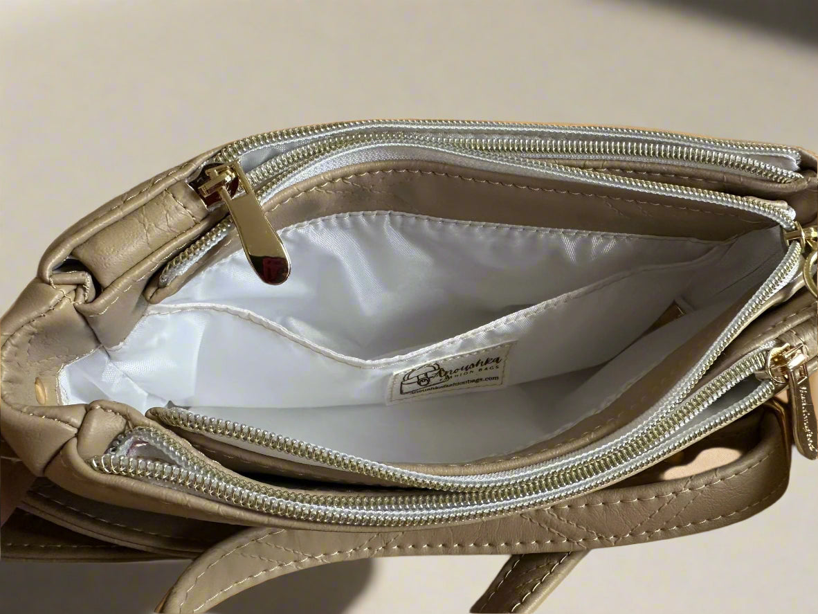 Aries Crossbody Bag (Beige & gold)