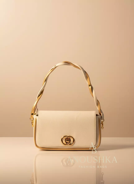 Char Char Shoulder Bag (White & Gold)