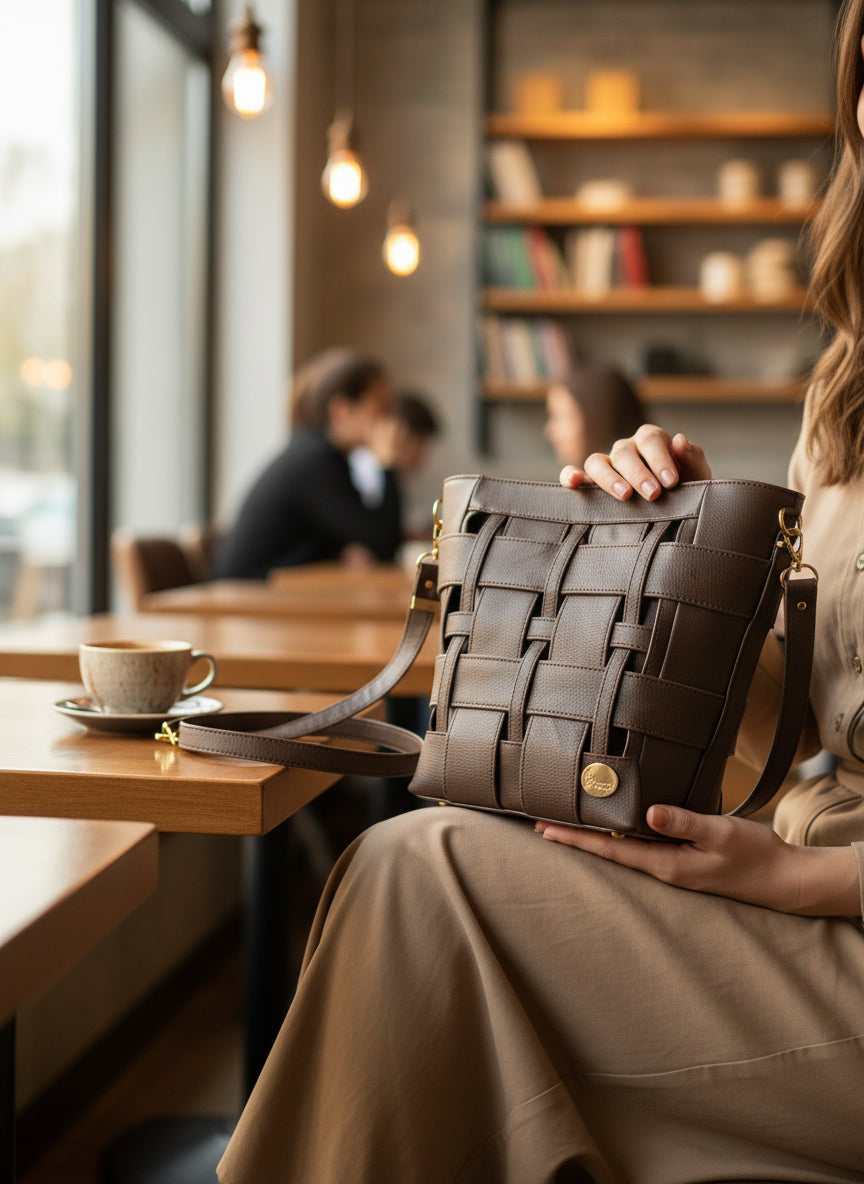 Willow Woven Tote Bag(brown)
