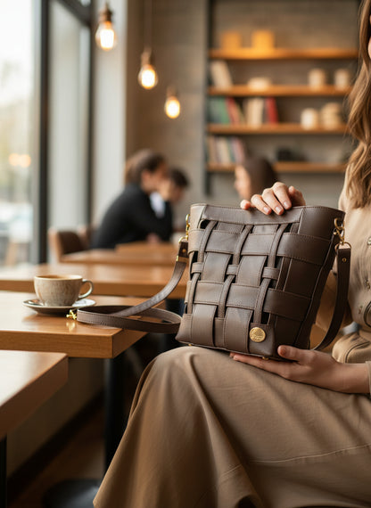 Willow Woven Tote Bag(brown)