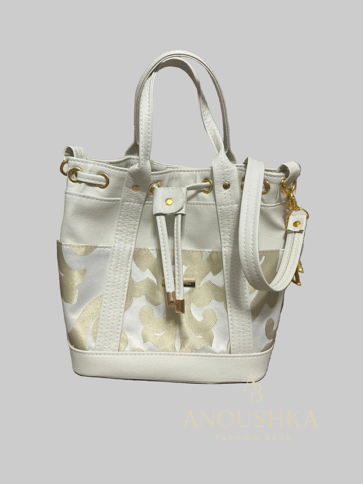 MARZIA Bucket Bag (White&Gold)