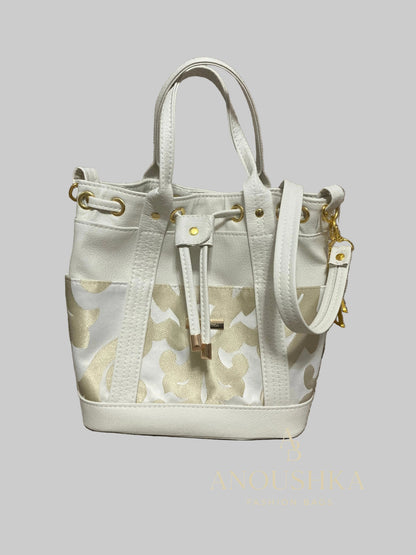 MARZIA Bucket Bag (White&Gold)