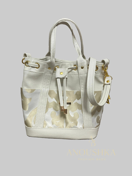 MARZIA Bucket Bag (White&Gold)