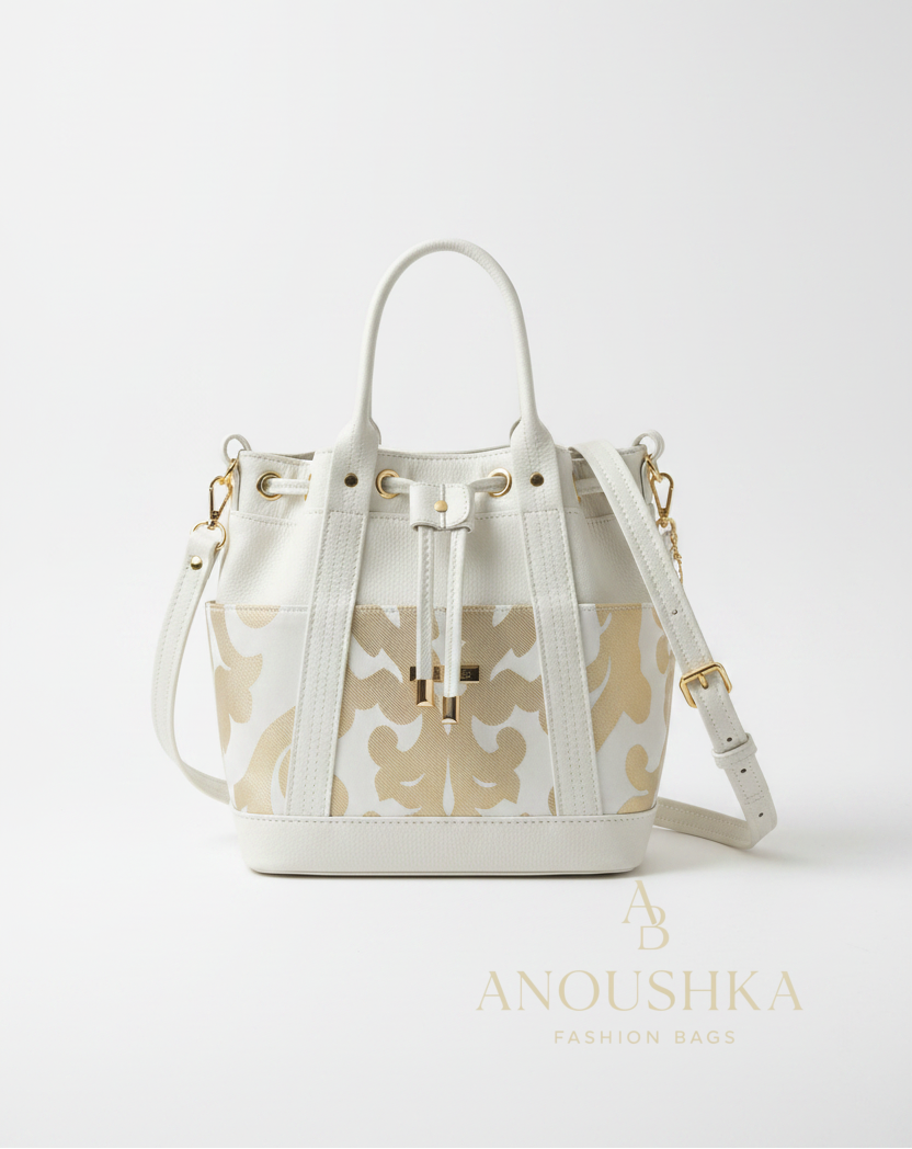 MARZIA Bucket Bag (White&Gold)