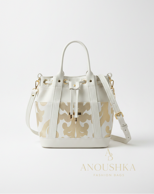 MARZIA Bucket Bag (White&Gold)