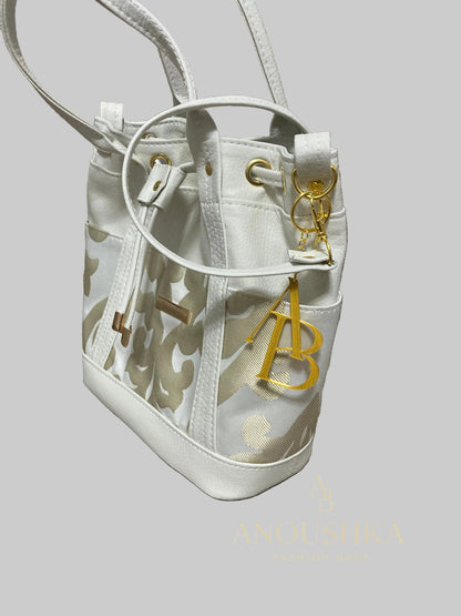 MARZIA Bucket Bag (White&Gold)