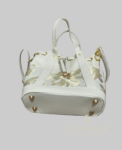 MARZIA Bucket Bag (White&Gold)
