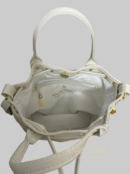 MARZIA Bucket Bag (White&Gold)